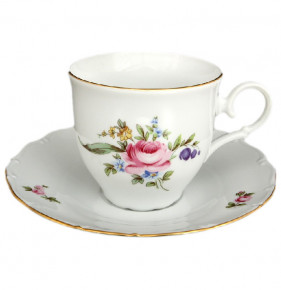Набор чайных пар 220 мл 6 шт высокие  Bohemia Porcelan Moritz Zdekauer 1810 s.r.o. "Офелия /Полевой цветок" / 097929