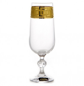 Бокалы для шампанского 180 мл 6 шт  Crystalite Bohemia "Клаудия /Золотой орнамент" / 104847