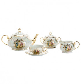 Чайный сервиз на 6 персон 15 предметов  Porcelaine Czech Gold Hands "Симона /Мадонна перламутр" / 153268
