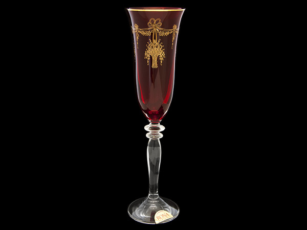 Бокалы для шампанского 160 мл 6 шт рубиновые  Rona &quot;Гармония /Золотые корзинки&quot; / 116756