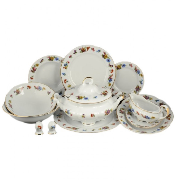 Столовый сервиз на 6 персон 28 предметов  Royal Czech Porcelain &quot;Болеро /Полевой букет /Отводка золото&quot; / 096778
