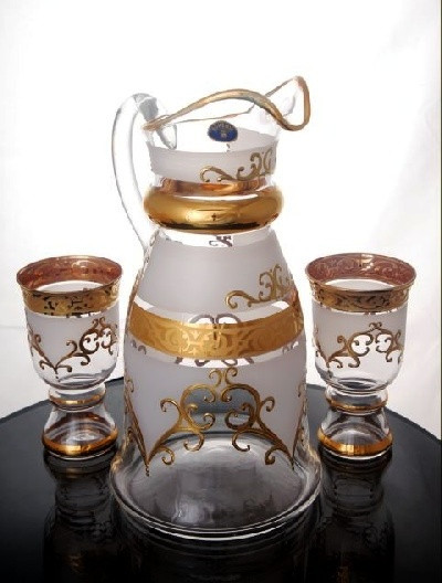 Набор для воды 7 предметов (кувшин 1,5 л + 6 стаканов)  Bohemia &quot;Королевский /Махарадже золото&quot; / 026522