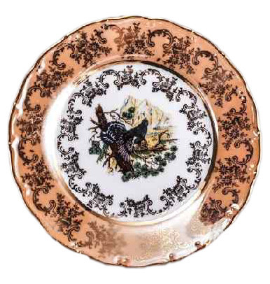Набор тарелок 21 см 6 шт  Bohemia Porcelan Moritz Zdekauer 1810 s.r.o. &quot;Магнолия /Охота бежевая&quot; / 010991