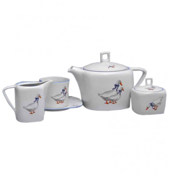 Чайный сервиз на 6 персон 15 предметов  Bohemia Porcelan Moritz Zdekauer 1810 s.r.o. &quot;Тетра /Гуси&quot;  / 010768