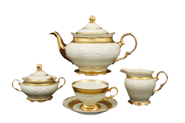 Чайный сервиз на 6 персон 15 предметов  Sterne porcelan &quot;Фредерика /Золотая лента /СК&quot; / 125443
