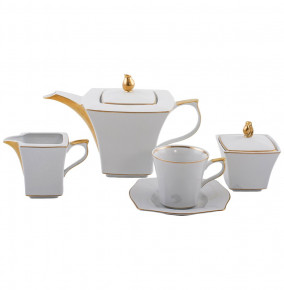 Чайный сервиз на 6 персон 15 предметов  Royal Czech Porcelain "Львов /Отводка золото" / 203696