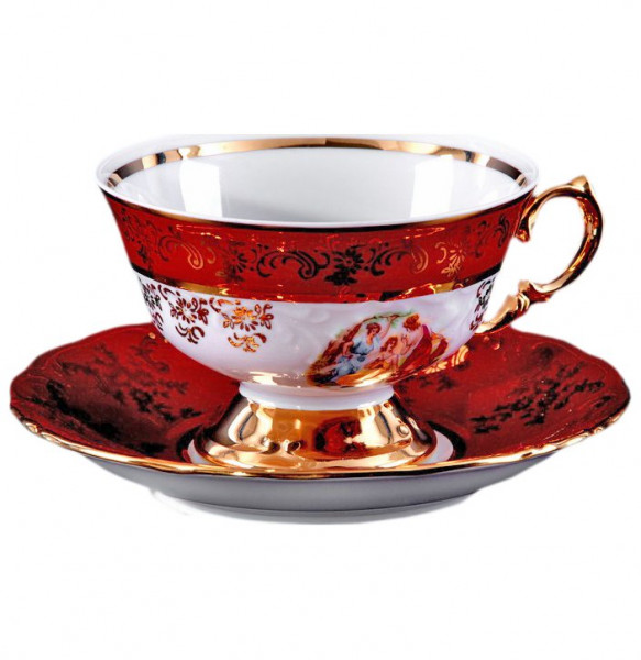 Набор чайных пар 200 мл 6 шт  Bavarian Porcelain &quot;Фредерика /Мадонна красная&quot; / 092040