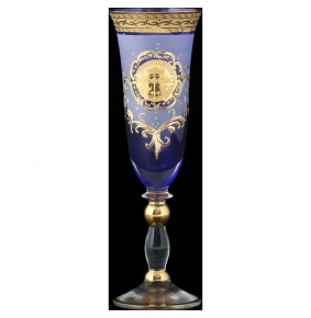 Бокалы для шампанского 160 мл 6 шт синие  Bohemia "Грация /Богемия /Антик золото" B-G / 086995