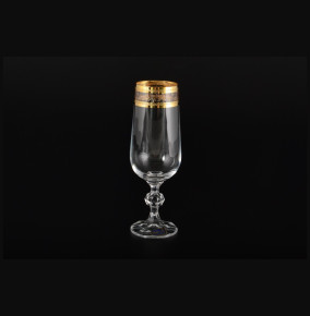 Бокалы для шампанского 180 мл 6 шт  Crystalite Bohemia "Клаудия /Золотые листики" / 007544