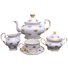 Чайный сервиз на 6 персон 15 предметов  Bohemia Porcelan Moritz Zdekauer 1810 s.r.o. "Анжелика /Маленькие золотые розочки" / 027743