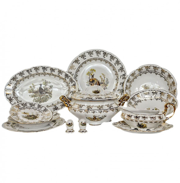 Столовый сервиз на 6 персон 26 предметов  Royal Czech Porcelain &quot;Болеро /Охота белая&quot;  / 203641