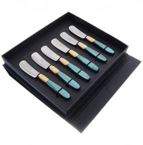 Столовые приборы 6 предметов Ножи для масла  Domus Design "D&D /Виктория" цвет темно-зеленого жемчуга / 201544