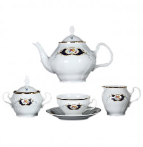 Чайный сервиз на 6 персон 15 предметов  Thun "Бернадотт /Синеглазка" (чайник без дыр, чашка бол. ручка) / 133833