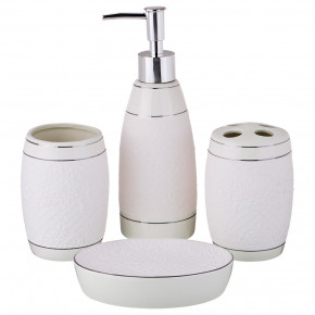 Набор для ванной комнаты 4 предмета (дозатор для мыла, мыльница, стакан для зубных щёток, стакан) / 268994