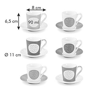 Набор кофейных пар 90 мл 6 шт для эспрессо  Tescoma &quot;myCOFFEE /Sugar&quot; / 247492