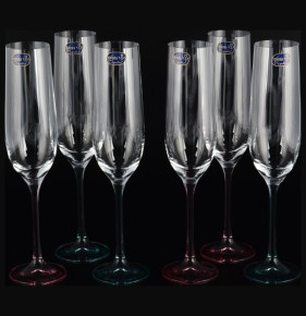 Бокалы для шампанского 190 мл 6 шт  Crystalex CZ s.r.o. "Виола /Ассорти" / 092077