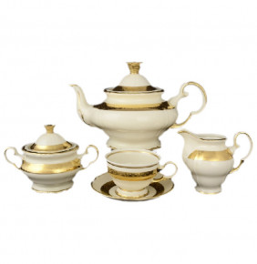 Чайный сервиз на 6 персон 15 предметов  Bohemia Porcelan Moritz Zdekauer 1810 s.r.o. "Анжелика /Золотая лента /СК" / 057351