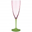 Бокалы для шампанского 220 мл 6 шт розовые  Crystalex CZ s.r.o. &quot;Кейт /Оптика /D5097&quot; зелёная ножка / 170354