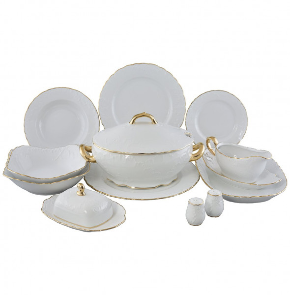 Столовый сервиз на 6 персон 27 предметов  Royal Czech Porcelain &quot;Рококо /Отводка золото&quot;  / 204829