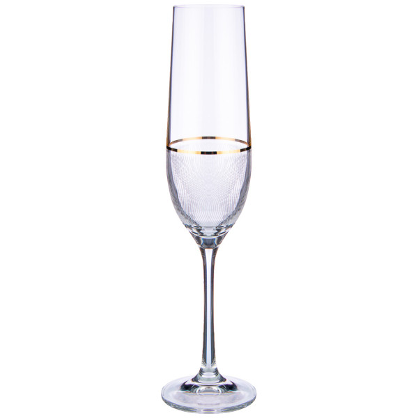 Бокалы для шампанского 190 мл 6 шт  Crystalex CZ s.r.o. &quot;Виола /Элегантность /Золото&quot; / 170272