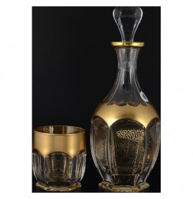 Набор для виски 7 предметов (гарфин + 6 стаканов)  Crystalite Bohemia "Сафари /Матовое золото" / 094179
