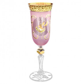 Бокалы для шампанского 160 мл 6 шт  Bohemia "Кристина /Охота розовая " U-R / 066245