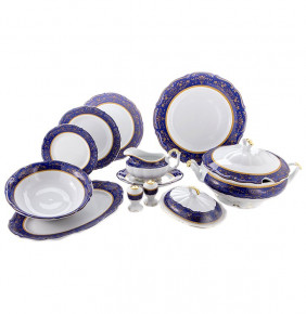 Столовый сервиз на 6 персон 27 предметов  Bavarian Porcelain "Мария-Тереза / Синяя /Элегантность" / 104888