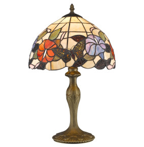 Лампа настольная 1 рожковая  Velante "Tiffany" Цветы и бабочки / 304761