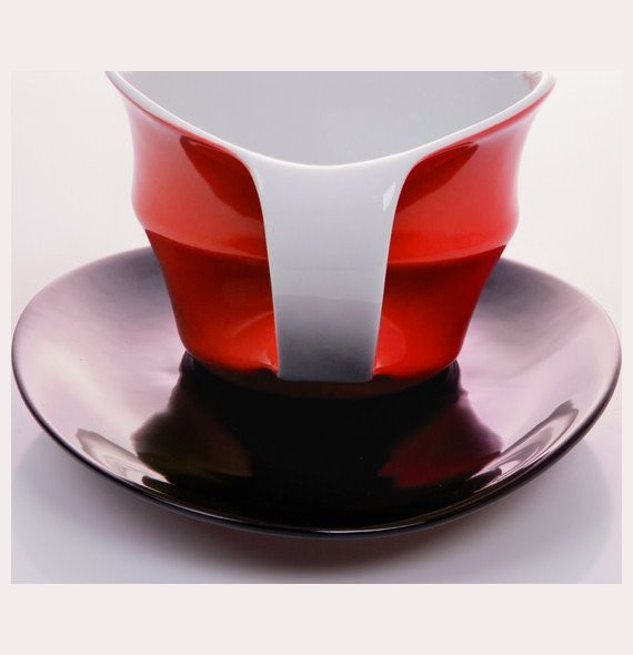 Чайная пара 450 мл  Weimar Porzellan &quot;Colani&quot; красная с чёрным  / 049603
