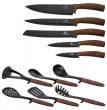 Набор кухонных ножей и аксессуаров на подставке 12 предметов  Berlinger Haus &quot;Ebony Rosewood Collection&quot; / 280779