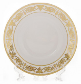 Набор тарелок 23 см 6 шт глубокие  Bavarian Porcelain "Александрия /Золотой узор на белом" / 070334