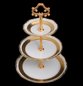 Этажерка 3-х ярусная  Bavarian Porcelain "Мария-Тереза /Золотая лента" / 093131