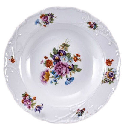Набор тарелок 23 см 6 шт глубокие  Bohemia Porcelan Moritz Zdekauer 1810 s.r.o. &quot;Лиана /Весенний букет&quot; / 051052