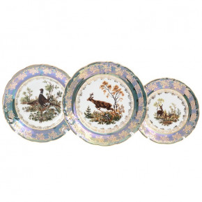 Набор тарелок 18 предметов (19, 23, 24 см)  Roman Lidicky "Фредерика /Охота зелёная" / 113613