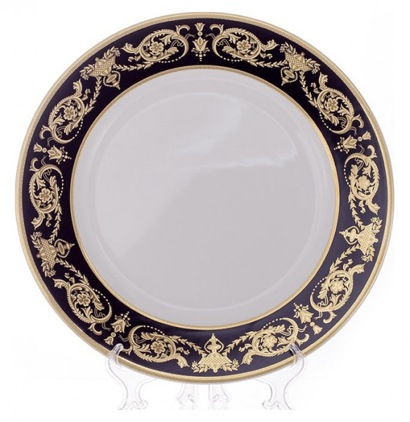 Набор тарелок 23 см 6 шт глубокие  Bavarian Porcelain &quot;Александрия /Золотой узор на чёрном&quot; / 070332