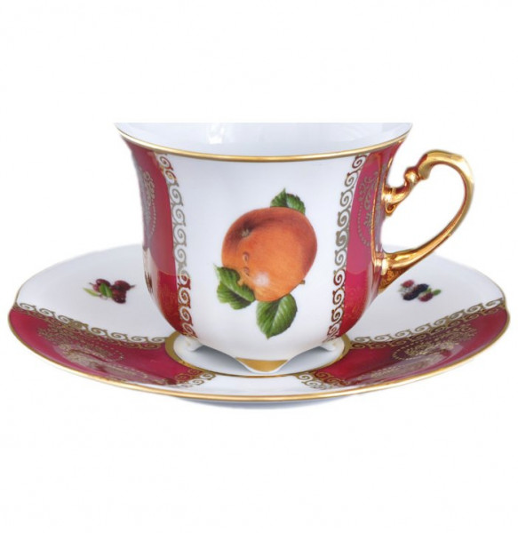 Чашка чайная 1 шт  Royal Czech Porcelain &quot;Болеро /Фрукты /Красные листики&quot; / 204906