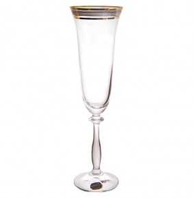 Бокал для шампанского 190 мл 1 шт  Crystalex CZ s.r.o. "Анжела /Сетка /Золотые линии" / 230151