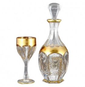 Набор для вина 7 предметов (графин + 6 бокалов)  Crystalite Bohemia "Сафари /Матовое золото" / 094178
