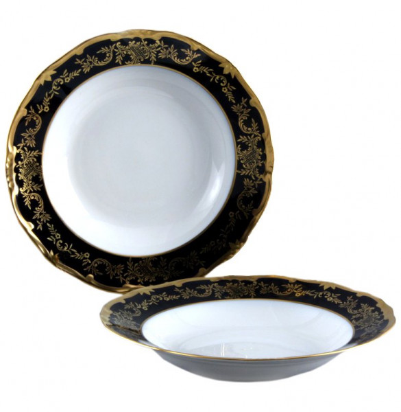 Набор тарелок 24 см 6 шт глубокие  Weimar Porzellan &quot;Ювел /Синий с золотым узором&quot; / 016105