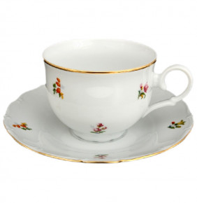 Набор чайных пар 150 мл 6 шт низкие  Bohemia Porcelan Moritz Zdekauer 1810 s.r.o. "Офелия /Мелкие цветы"  / 054078