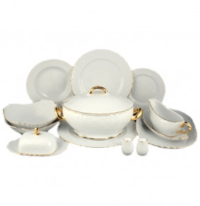 Столовый сервиз на 6 персон 28 предметов  Royal Czech Porcelain "Рококо /Отводка золото" / 096784
