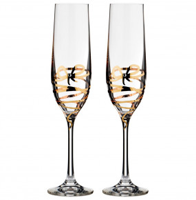 Бокалы для шампанского 190 мл 2 шт  Crystalex CZ s.r.o. "Виола /Бант с кристаллом /золото" / 170212