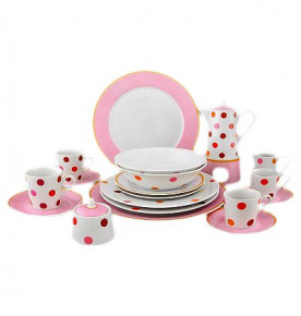 Набор посуды на 2 персоны 20 предметов  Leander "Елизавета /Горох /розовый" / 158525