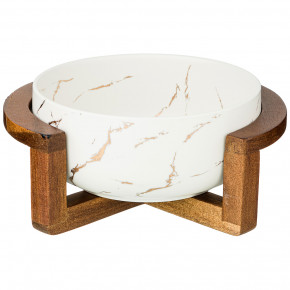 Салатник 23 х 19 х 10 см на деревянной подставке  LEFARD "Золотой мрамор /Белый" / 208538