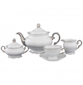 Чайный сервиз на 6 персон 15 предметов  Royal Czech Porcelain "Фредерика /Отводка платина" / 204796