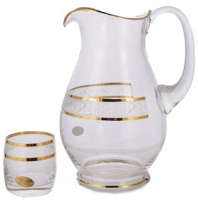 Набор для воды 7 предметов (кувшин + 6 стаканов по 230 мл)  UNION GLASS "Идеал /Цветочный кант /золото" / 165063
