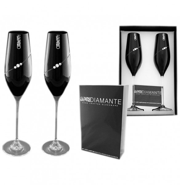 Бокалы для шампанского 210 мл 2 шт чёрные  Rona &quot;Diamante /С стразами&quot; / 058892