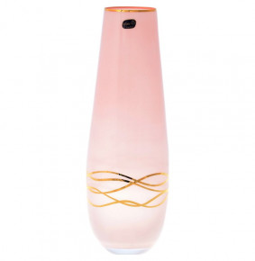 Ваза для цветов 34 см кремово-розовая  Crystalex CZ s.r.o. "Золотые волны" / 086973