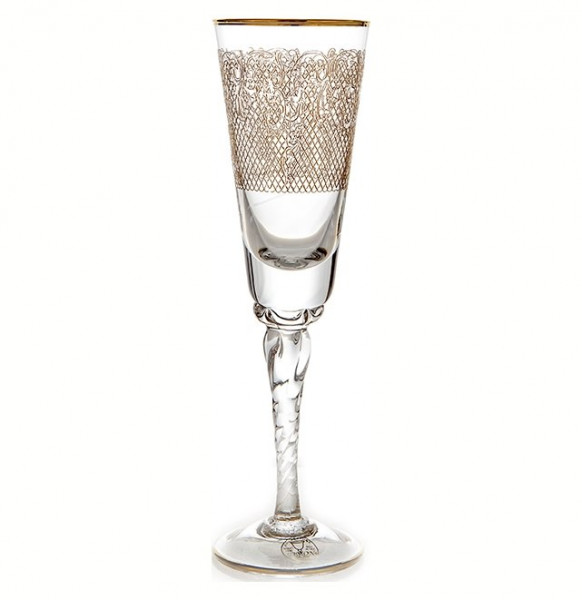 Бокалы для шампанского 6 шт  RCR Cristalleria Italiana SpA &quot;Timon /Цветочный узор золото&quot; / 118228