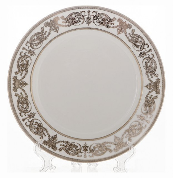 Набор тарелок 27 см 6 шт  Bavarian Porcelain &quot;Александрия /Платиновый узор на белом&quot; / 070340